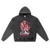 DTG Print Knitted Denim Zip-Up Hoodie Copy of MAJIM BOO Brother Print Zipper Hoodies