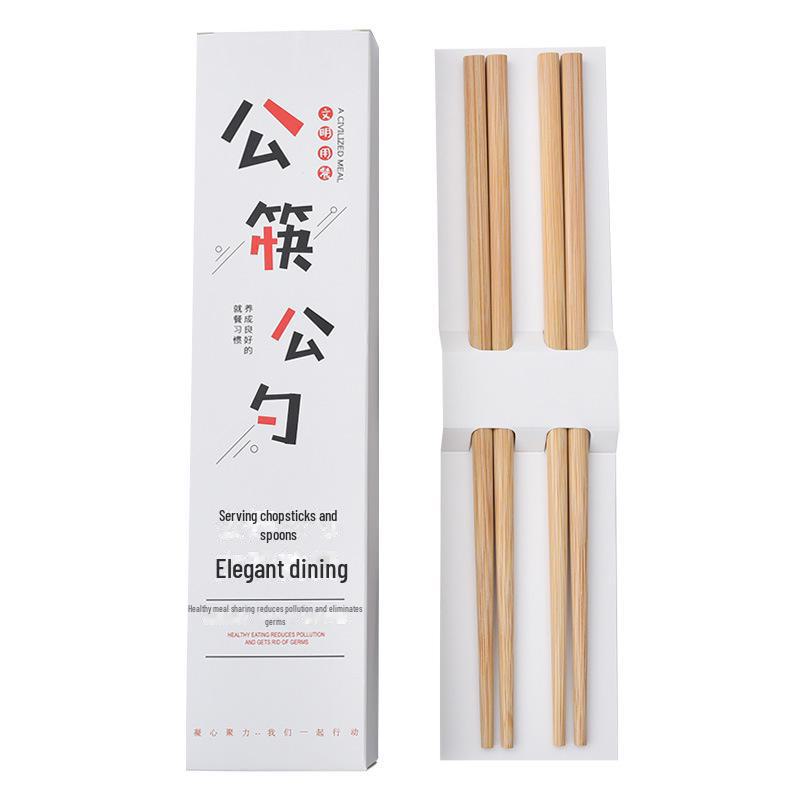 Gift Box: Natural Chicken Wing Wood Chopsticks & Spoon Set (Unpainted & Wax-Free)
