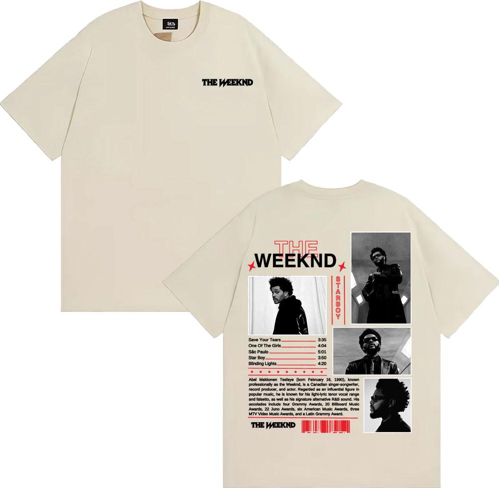Rapper The Weeknd Starboy Album Cover T Shirt Unisexs Clothing Harajuku Punk Hip Hop Tshirts Unisex 100 Cotton Short Sleeve Tshirt