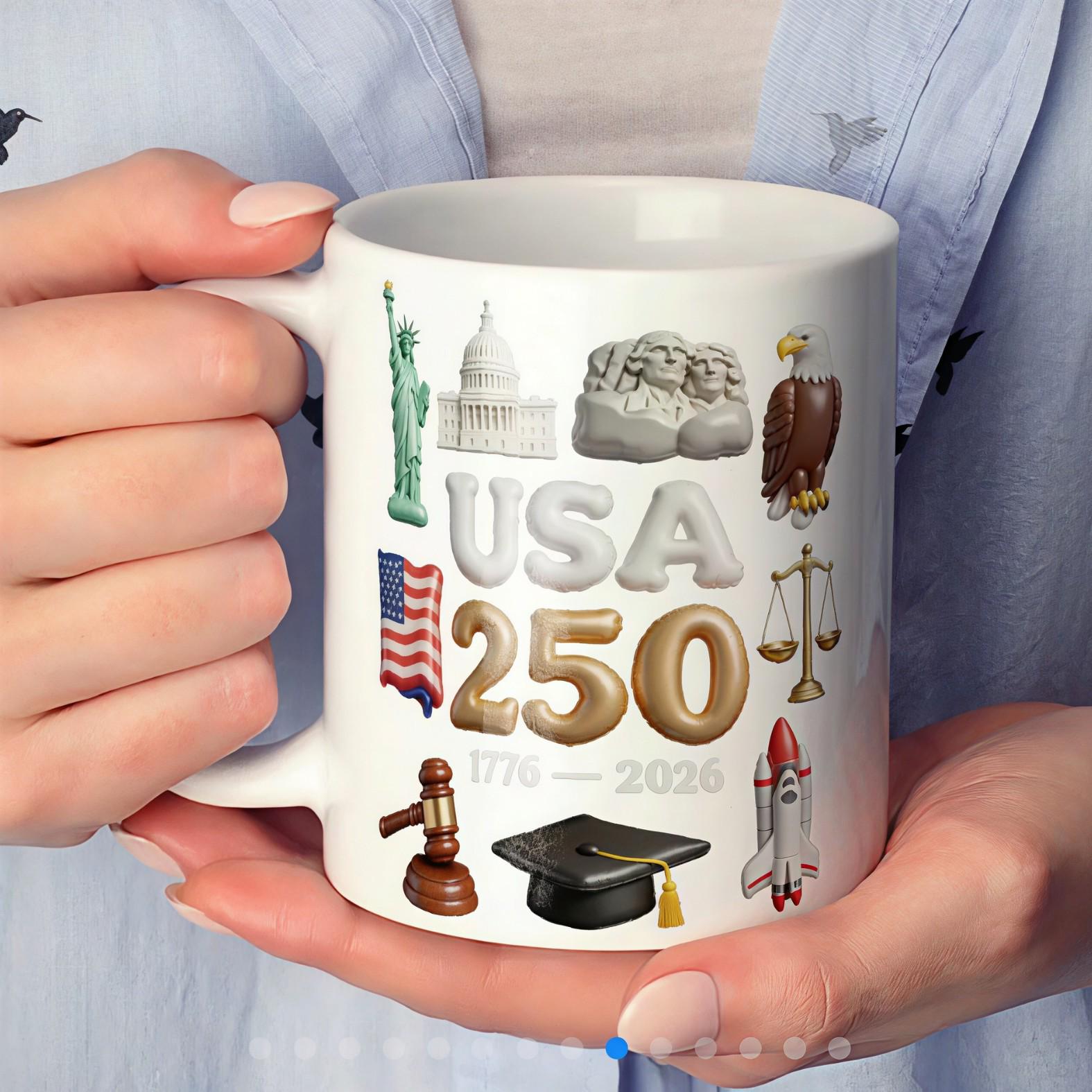 US Memorial Day Ceramic Mug - Customizable Logo Coffee Cup for Office 301-400ml