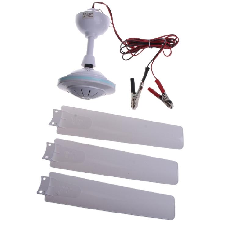 DC12V Plastic 3 Leaves Ceiling Fan Camping Tent Silent Hanging Cooling Fan