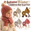 Warm Children Hat Scarf Set Knitted Baby Earflap Hat Fashion Toddler Knit Beanie Ages 2-6