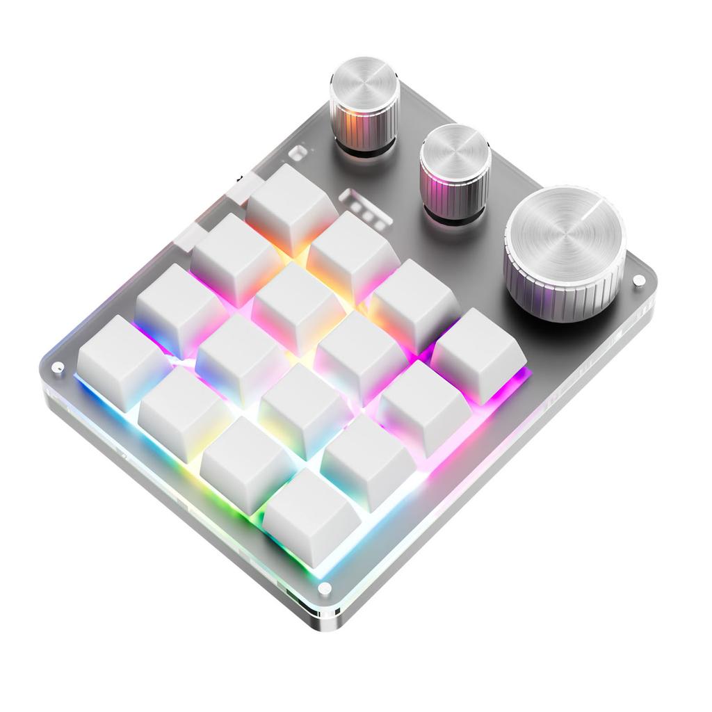 Programmierbare Tastatur 16 Tasten 3 Drehregler USB-kabelgebunden Lautstärkeregelung Gaming-Tastatur
