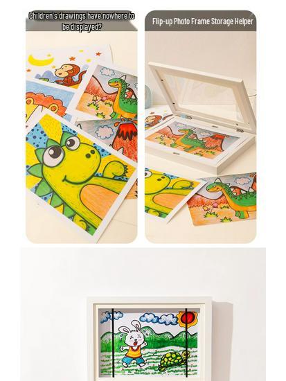 Kids' Artwork Display Frame: Magnetic, Easel-Mount for A4/A3 Paintings