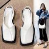 Vintage Elegant Square Toe Casual Flat Sandals with Slingback Design