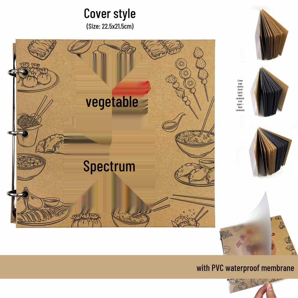 Hand-Painted Homemade Family Recipe Book - DIY Handwritten Kraft Paper Album