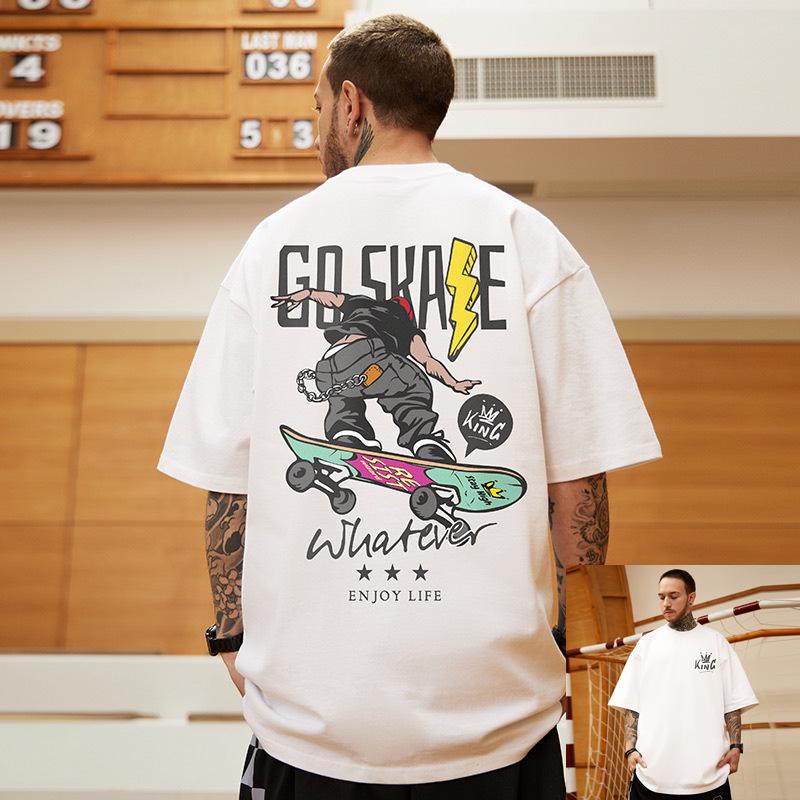 T18 Polyester Hip Hop Oversized T-Shirt, M-8XL - Short Sleeve Hong Kong Style, Plus Size Trend