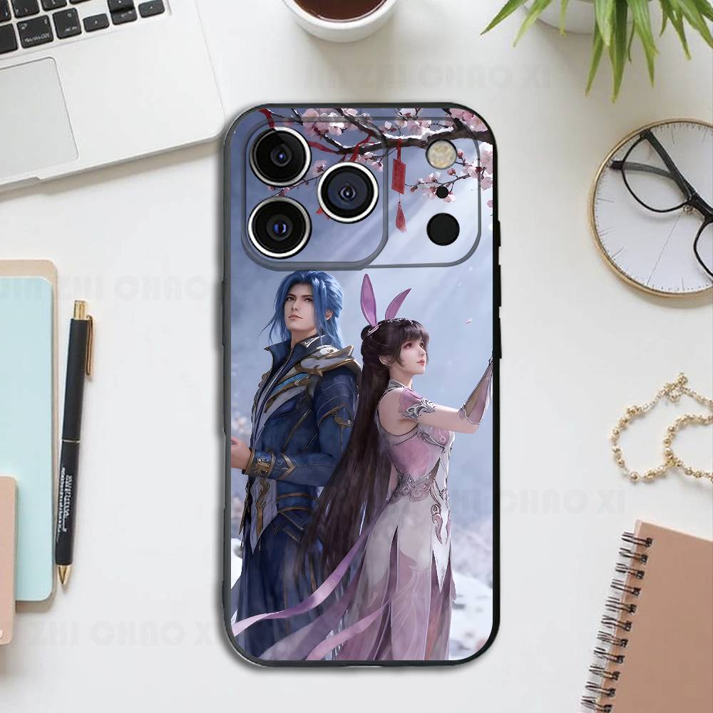 

Douluo Continent Anime Black Phone Case For IPhone 17 16 15 14 13 12 13 12 11 Pro Max Plus XS XR Silicone Soft Back Cover iPhone16promax