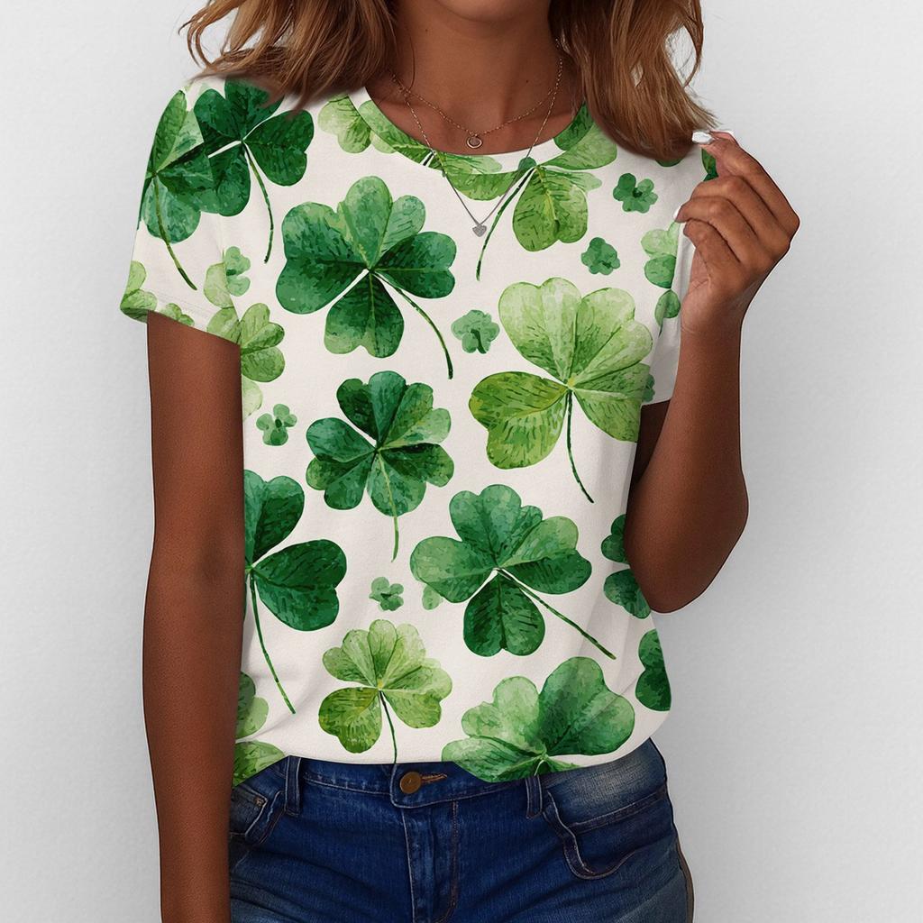 Women's T Shirt Tee Print Short Sleeve Daily Weekend Fashion Basic Regular Top  St. Patrick's Day