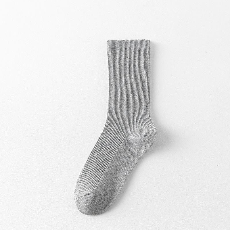 Female Autumn Pure Color Assorted Preppy Cotton Sweat Absorbing Breathable Tube Pile Socks