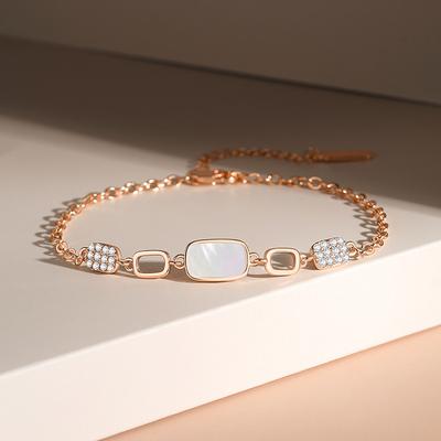 Korean Version of Light Luxury White Fritillary Bracelet Women's Temperament Inlaid Zircon Personalized Geometric Jewelry