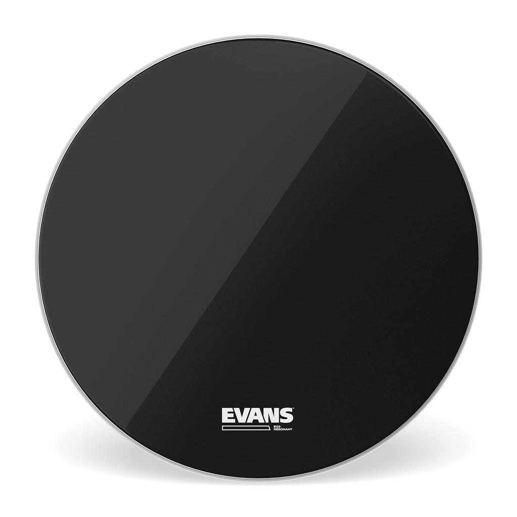 EVANS BD22RB-NP 22" EQ3 Resonant Smooth Black Bass Drum Head (No Soundhole, 7.5mil + 10mil Ring)