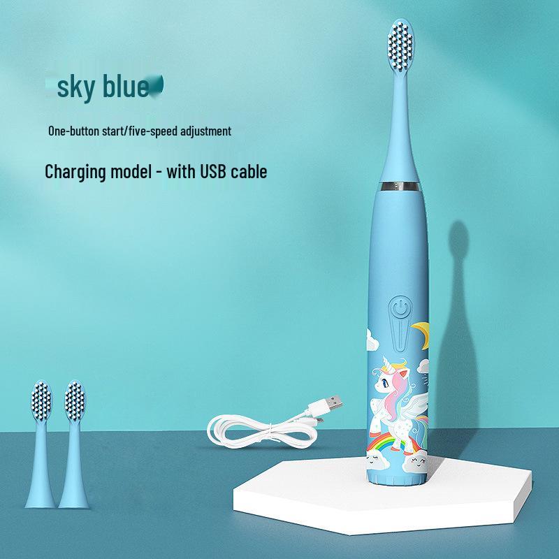 Cartoon-Themed IP7 Waterproof Kids' Sonic Electric Toothbrush with Soft U-Shaped Bristles