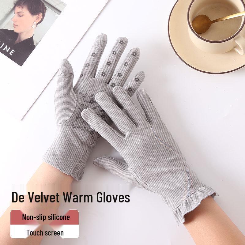 Damen Touchscreen Winddichte Radhandschuhe - Deutsches Samt, Rutschfest, Outdoor Herbst/Winter Wärme, Fingerloses Design zum Autofahren & für die Handynutzung