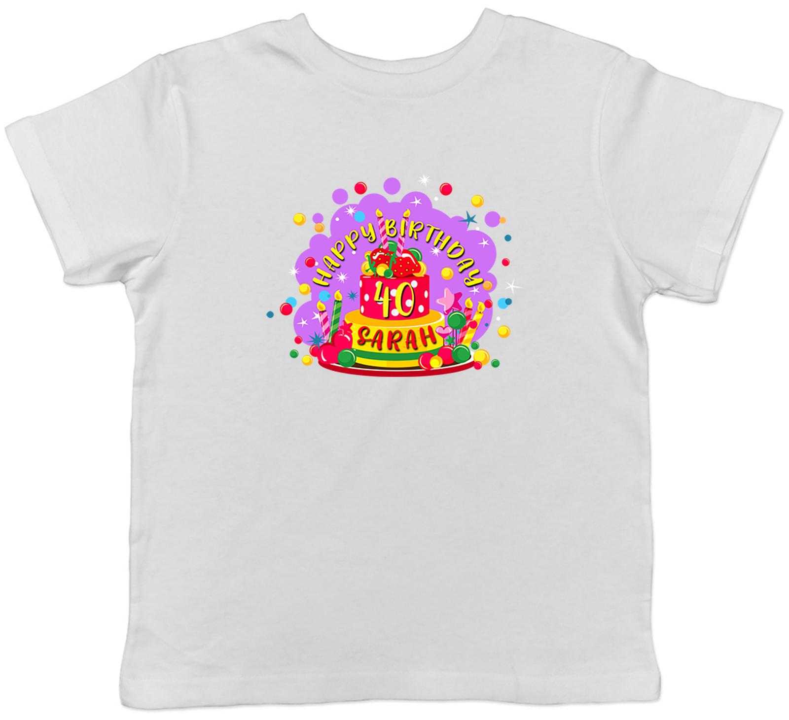 Personalised Happy Birthday Cake Colourful Childrens Kids T-Shirt Boys Girls 150