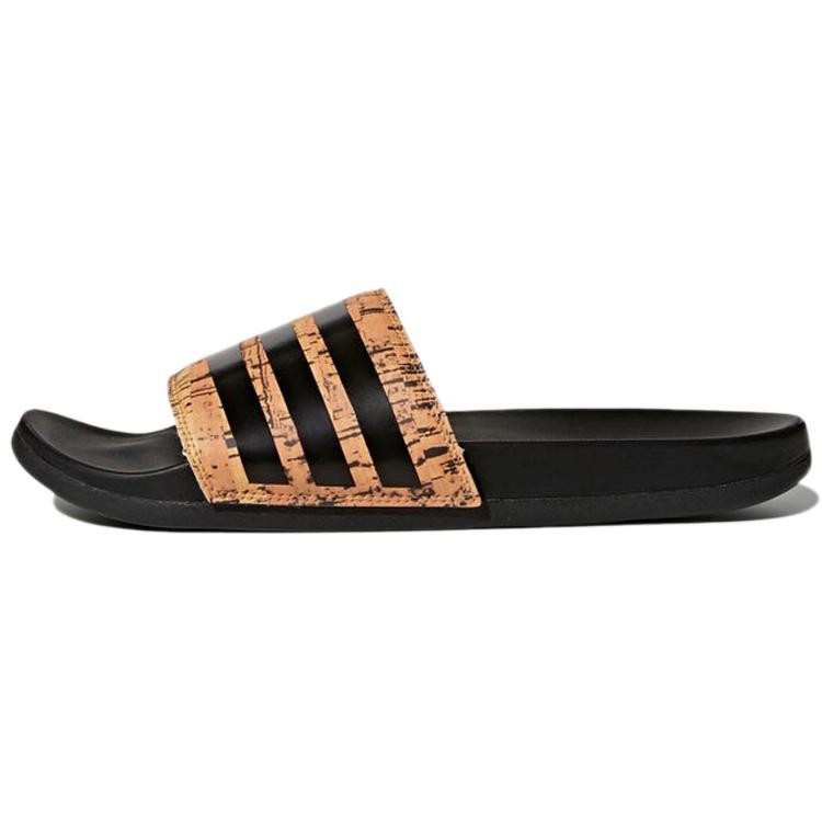 New Adidas Adilette Cloudfoam Plus Cork Slippers 'Black Orange' CG3413