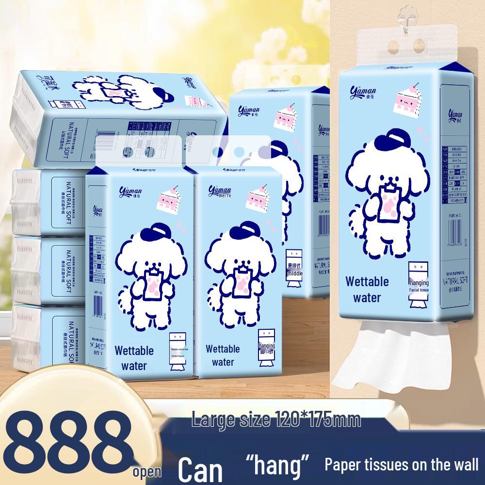 888 Sheets Large Roll Hanging Water-Absorbent Tissue Paper Napkins Facial Tissue Value Pack 1 pack trial