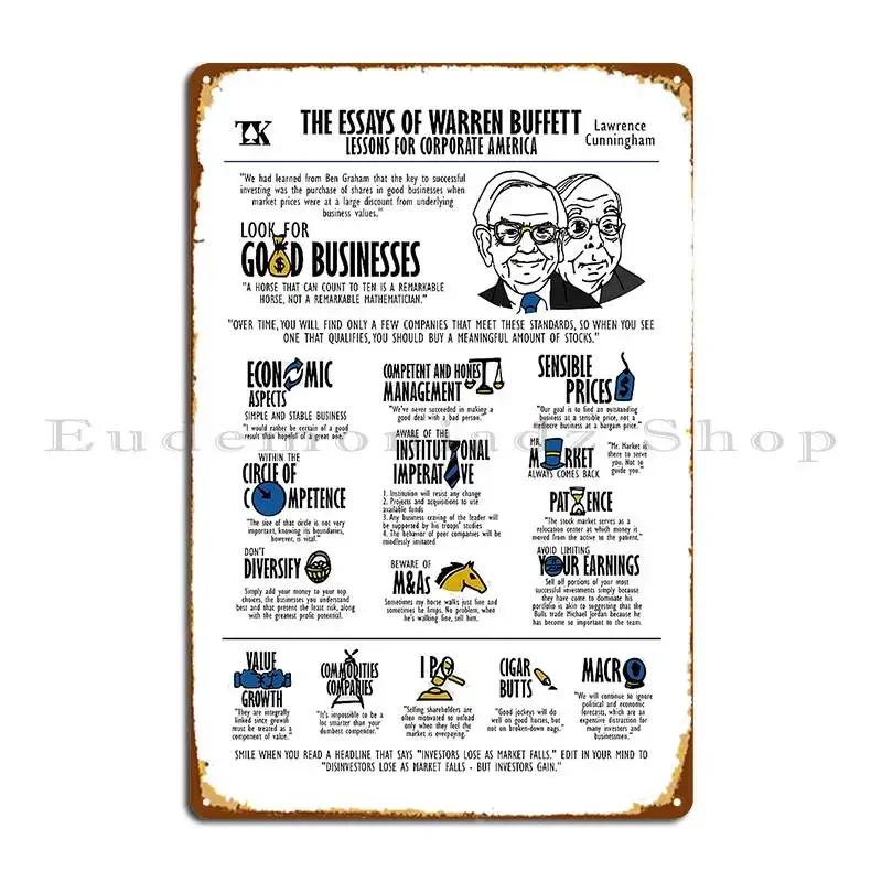 Visual Book The Essays Of Warren Buffett Lawrence Cunningham Metal Plaque Rusty Custom Cinema Party Pub Tin Sign Poster 20x30cm(7.8x11.8inch)
