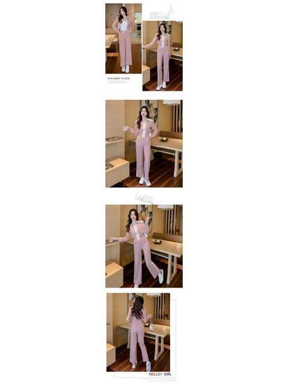Autumn Winter Women's Fashion Casual Two-Piece Set: Stylish Cardigan Jacket & Wide-Leg Pants