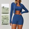Women's Summer Nude Yoga Suit: Professional 3-Piece Set for Gym, Running, Sports, Fitness (8047)