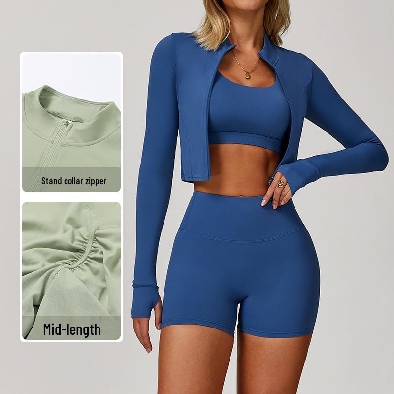 Women's Summer Nude Yoga Suit: Professional 3-Piece Set for Gym, Running, Sports, Fitness (8047)