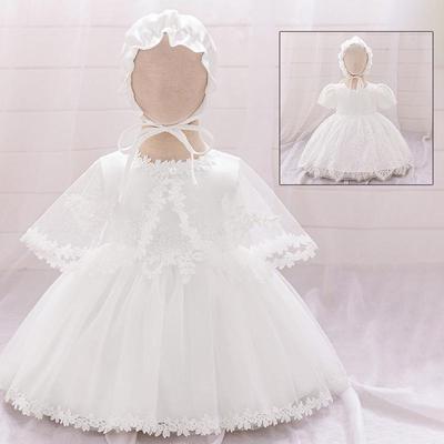 Europäisches & Amerikanisches Baby-Taufkleid: Netzblumen-Applikation Prinzessinnenkleid für den 1. Geburtstag oder die Kinderparty eines Babys