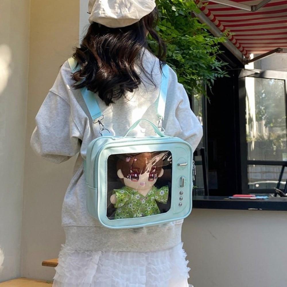 Ulzzang TV Model Backpack PU Shoulder Bag Cute Transparent Layer Ita Bag  Daily