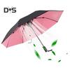 Folding Umbrella with Fan USB Rechargeable UV Sun Protection Tri-fold Umbrella Portable Waterproof Windproof Summer Outdoor Sun Rain Umbrella