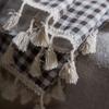 Cotton Linen Curtain Japanese Style Coffee Lattice Printing Curtain Semi-shading Blackout Window Bedroom Living Room Drape