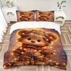 3pcs Christmas Lights Teddy Bear Bedding Set - Includes One Quilt Cover and Two Pillowcases (No Core) - Festive Gift for Bedroom Decor - Pol