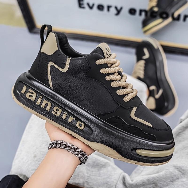 Mens Shoes 2025 Spring New Trend Platform Heightening Casual Board shoes Fashion Color Matching Leather Lace-up Casual Sneakers