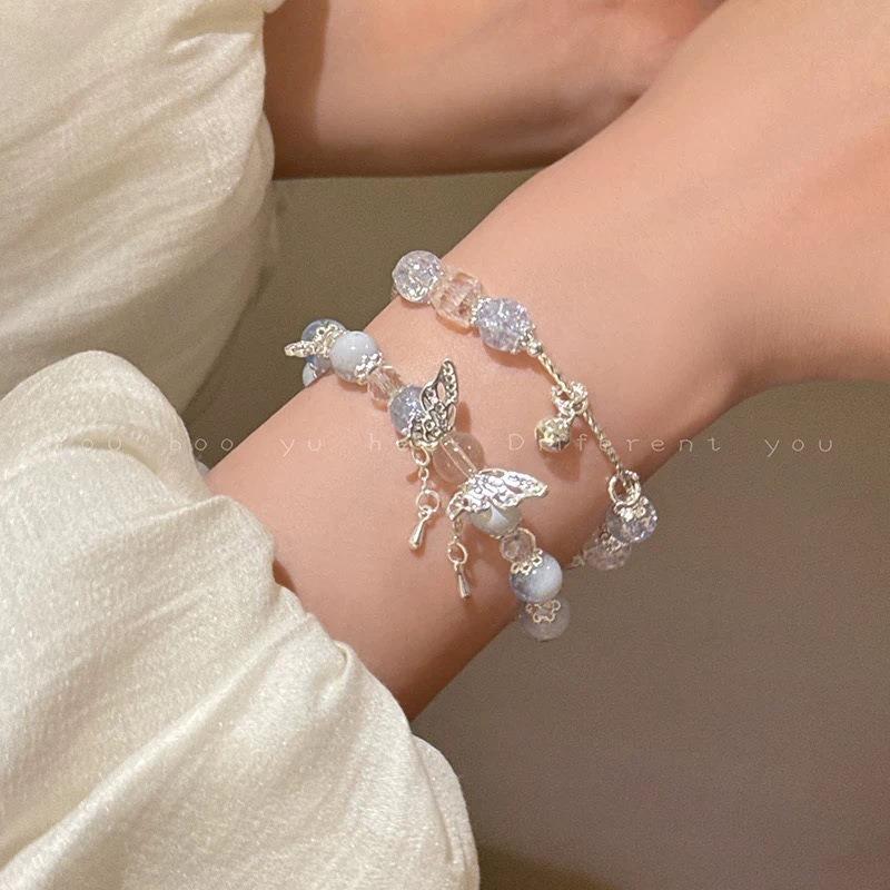 Crystal Butterfly Beaded Bracelet Women's Light Luxury Girlfriend Gift Birthday Bracelet High Value Student Party Exquisite Jewelry