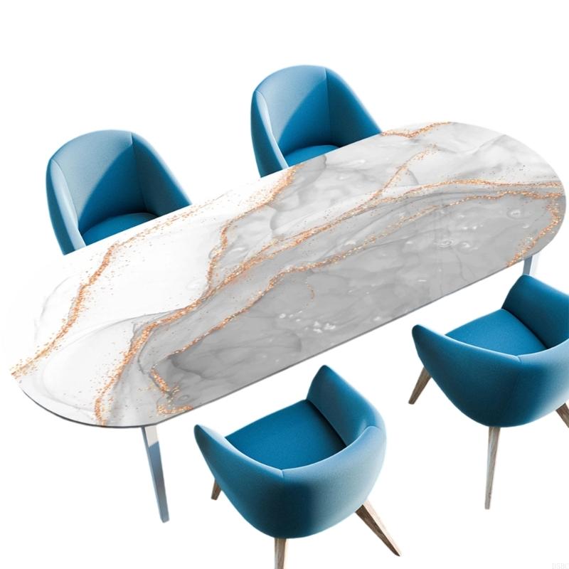 Водонепроницаемая Эллипсоидальная Скатерть Современный Мраморный Узор Полиэстеровая Ткань Стойкая к Пятнам Простая Несколько Размеров 91cmx152cm