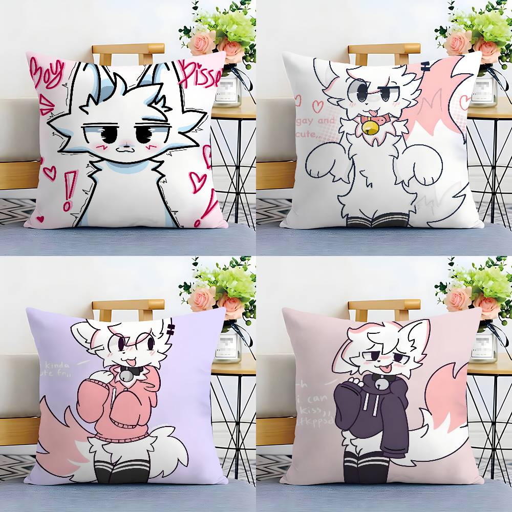 Cartoon B-Boykisser Silly Cat Pillow Case Square Double‑Sided Print Cushion Case For Sofa Home Bedchamber Decor Gift