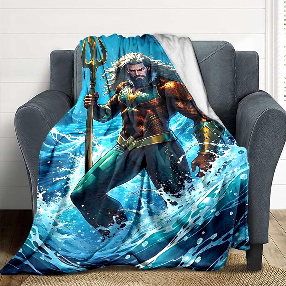 

1pc Trident, Aquaman Flannel Throw Blanket Soft, Warm & Cozy for Couch, Bed, Office, and Travel Versatile All Season Gift, Christmas present 80x120cm