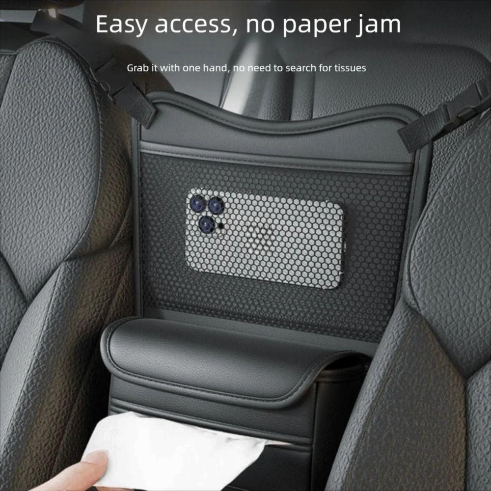 PU Leather Car Storage Bag Between Seats Multifunctional Car Seat Middle Hanger Stowing Tidying Car Net Pocket
