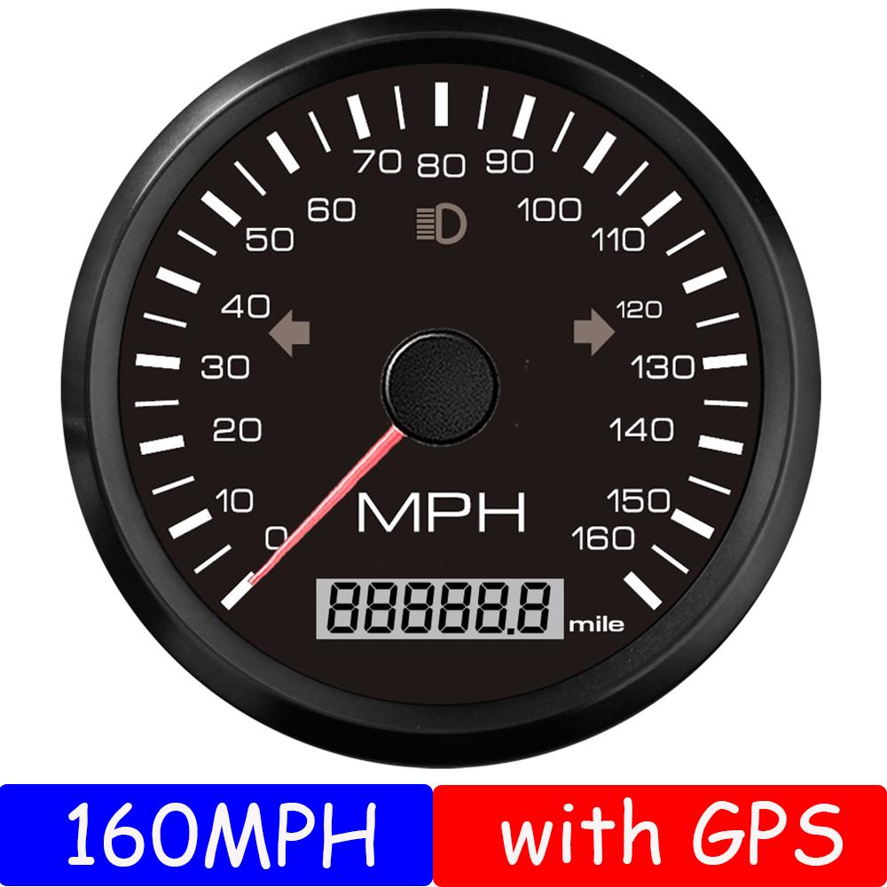 ZMFJH 0-160MPH 85MM GPS Speedometer Gauge with Antenna Red Backlight Odometer High Beam Turn Light for Boat Yacht Car 12V24V