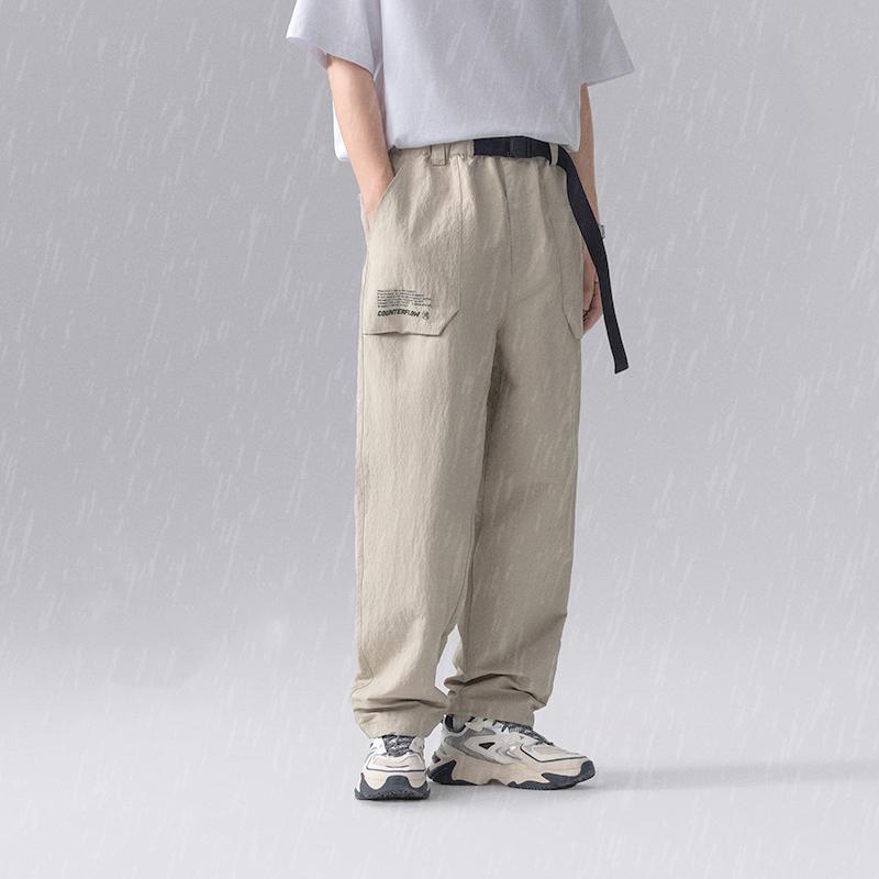 Li Ning CF Su Series Solid Color Mid Waist Straight Loose Knitted Sports Pants Men Pants AYKU621-1