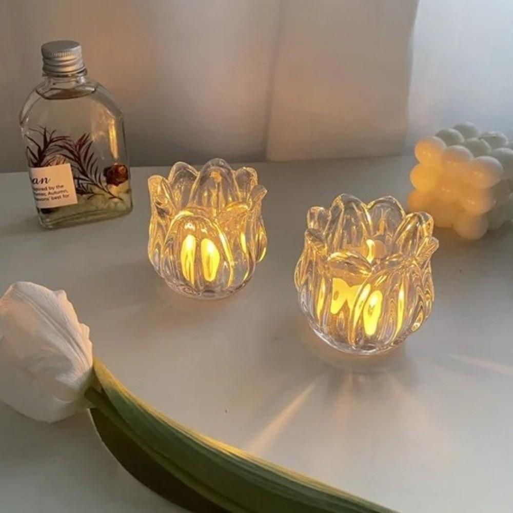 2PCS Vintage Glass Candle Holder Mini Candlestick Holder Candle Stand  Living Room
