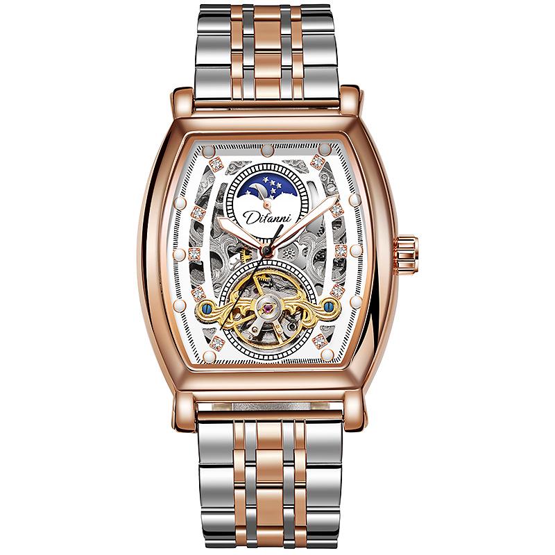 Orologio Automatico Tourbillon da Uomo Durenwei - Forma a Barile, Design Cielo Stellato Giorno/Notte