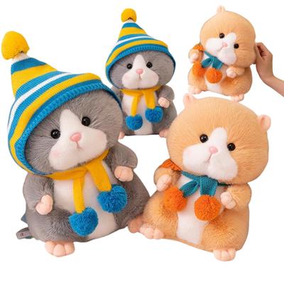 1pc Kawaii  Cartoon Hamster With Hat Animals Plush Cute Soft Mouse Dolls Girls Sleeping Plush Pillow Birthday Xmas Gifts Decor