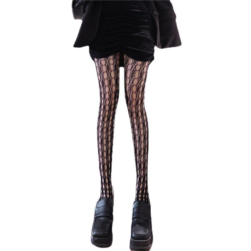 Chic Textured Lace Fishnet Pantyhose: Slimming & Versatile Black Women's Stockings