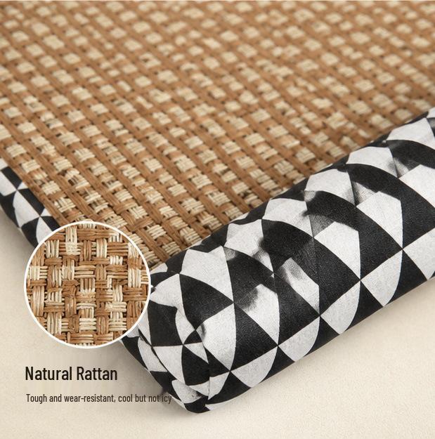 Rattan Woven Cooling Cat & Dog Bed - Universal Pet Mat for Small to Medium Breeds
