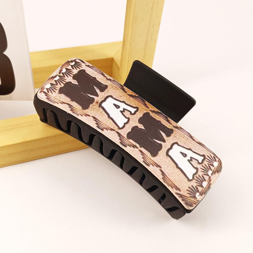 Vintage Western Cowboy Hair Clip Women Leather Printed Shark Hair Claws Mother's Day Hair Accessories