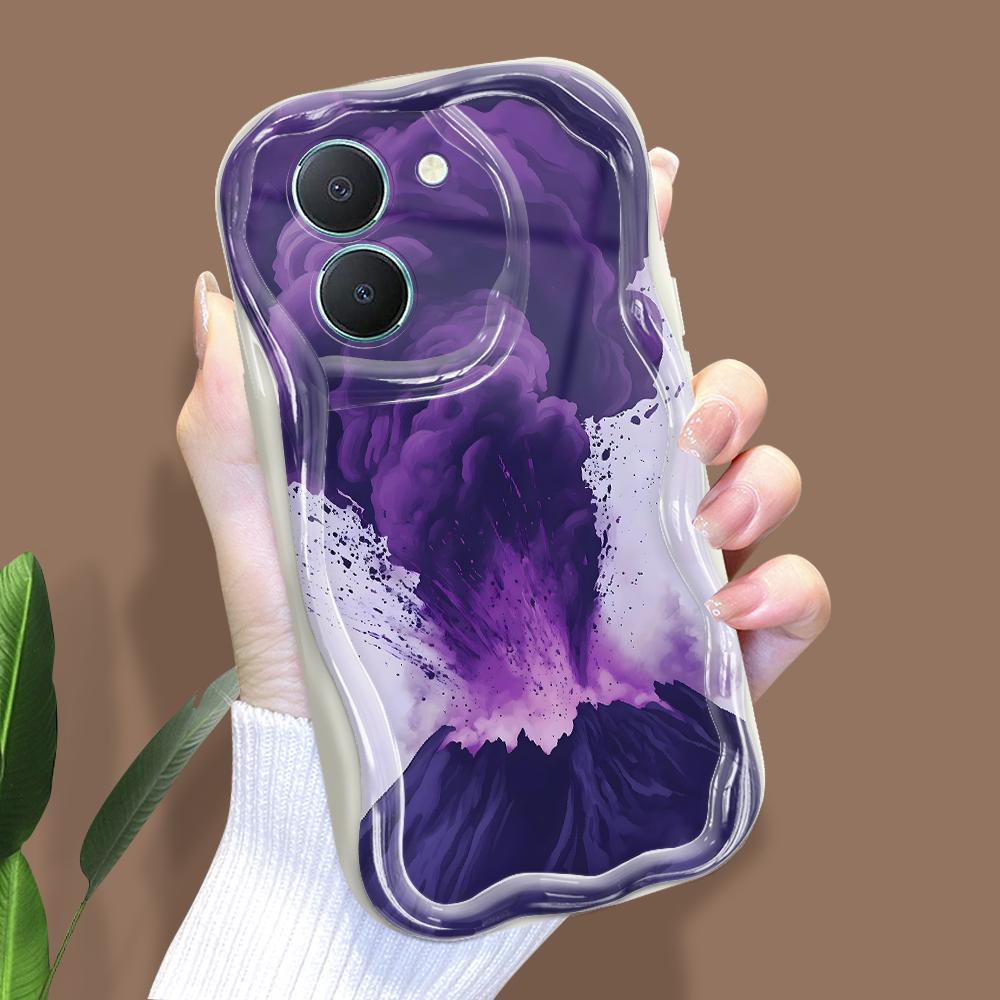 Roztomilý kreslený vzor s krémovou texturou Pouzdro s měkkým silikonovým zvlněným okrajem pro Vivo