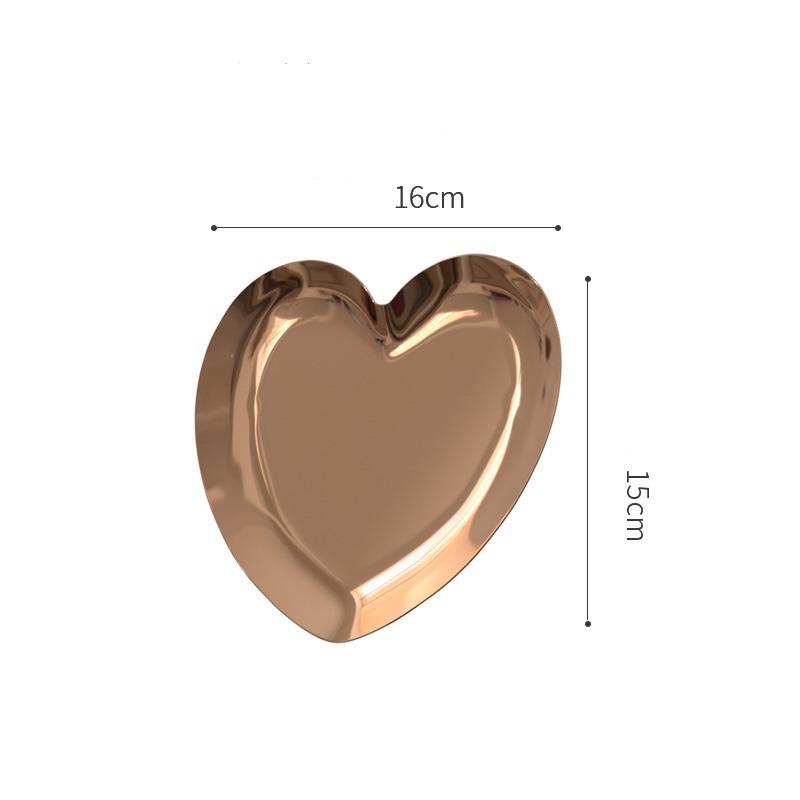 Ins Stainless Steel Water Heart Shape Cosmetics Storage Table Jewelry Tray Multi-Functional Home Dining Tray Containers