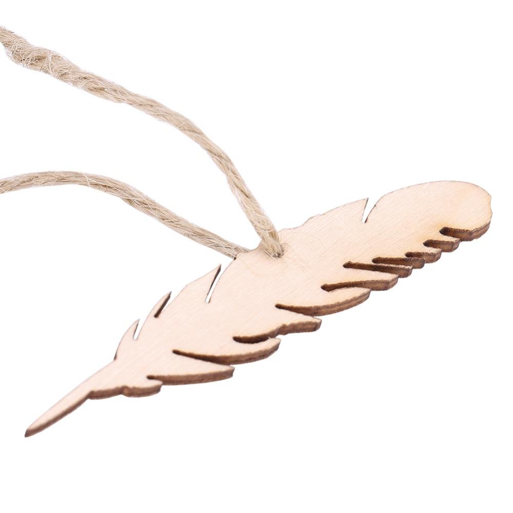 50pcs Feather Feather Wood Crafts Unfinished Wood Wood Slices Wooden Craft Tags  Christmas Trees