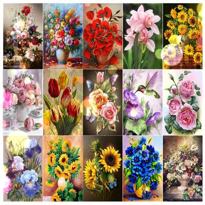 30X40 CM 5D Diy Elmas Boyama Çeşitli Çiçekler Nakış Çapraz Dikiş Ev Dekor El Yapımı Hediye