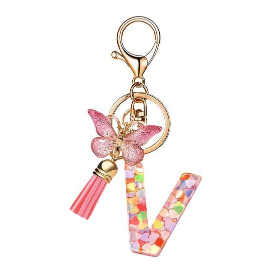 Heart Keyring Keychain Pendant Epoxy Resin Pink 10.7 Cm/4.21 In 1 Pc