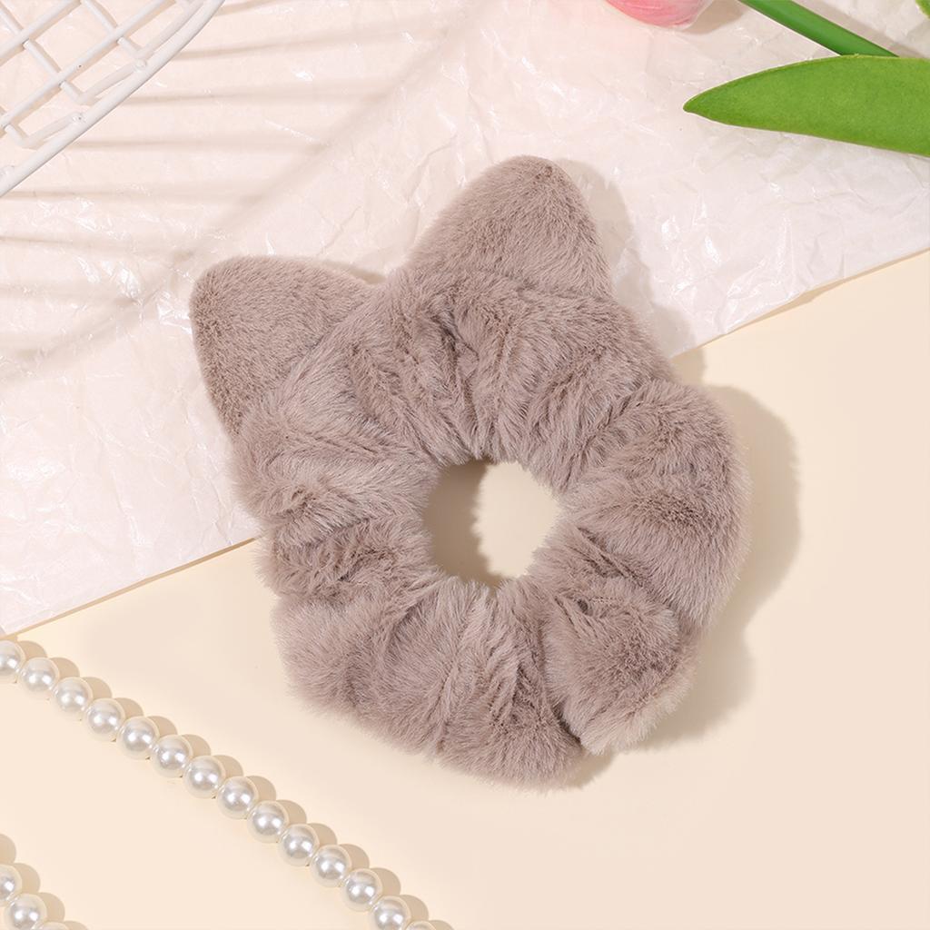 Cat Ear Furry Scrunchies For Girls Women High Elastic Soft Korean Style Hair Tie Ponytail Holder Rubber Band Hair Accessories
